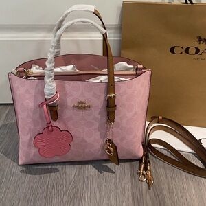 🍢🍡COACH Mollie Tote Bag 25 In Signature Powder Pink